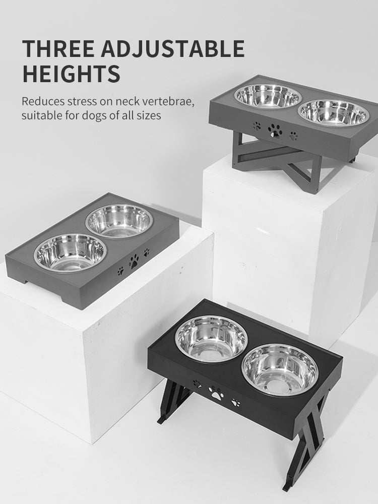 KFX-9640765 Folding Pet Feeder Dog Bowl - Lightweight Stainless Steel & Plastic Design