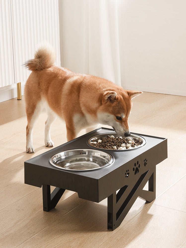 KFX-9640765 Folding Pet Feeder Dog Bowl - Lightweight Stainless Steel & Plastic Design