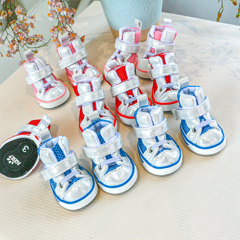 KFX-9641405 Dog and Cat Snow Boots - Warm Durable Denim Winter Shoes for Pets (4PCS)