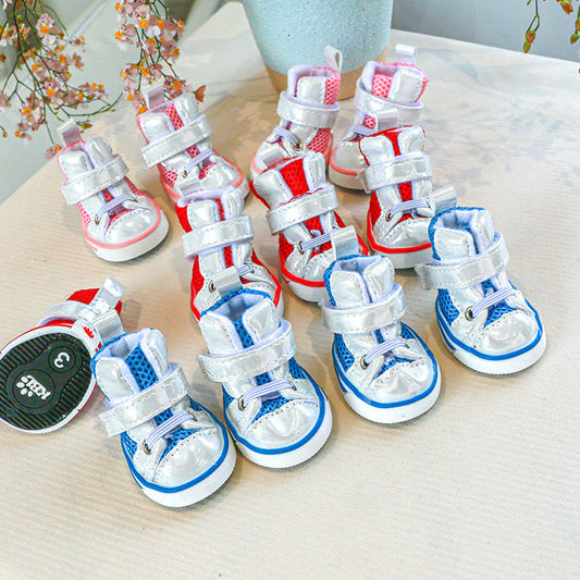 KFX-9641405 Dog and Cat Snow Boots - Warm Durable Denim Winter Shoes for Pets (4PCS)