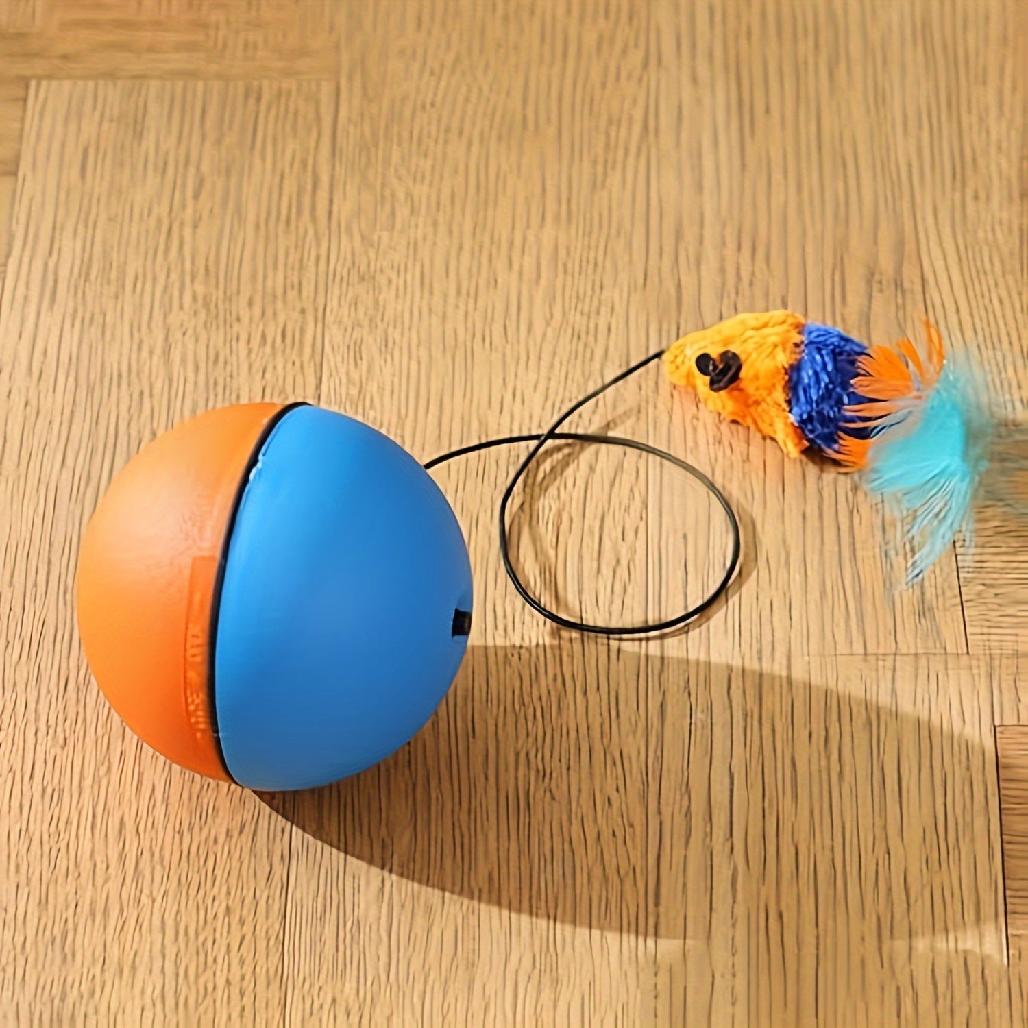 KFX-9642045 Interactive Plush Mouse Cat Toy Ball in Blue and Orange – 8.5cm Size and 140g Weight