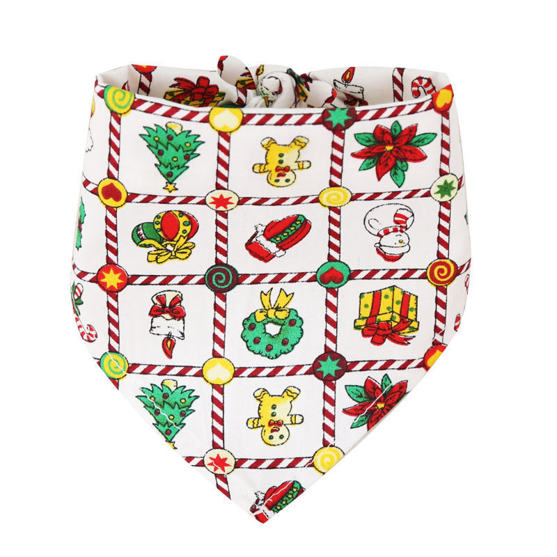 KFX-9642173 Christmas-Themed Cotton Triangle Scarf for Pets in Various Patterns and Sizes