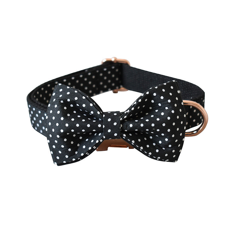 KFX-9642557 Black Polka Dot Dog Collar and Leash Set for Small to Extra Large Dogs