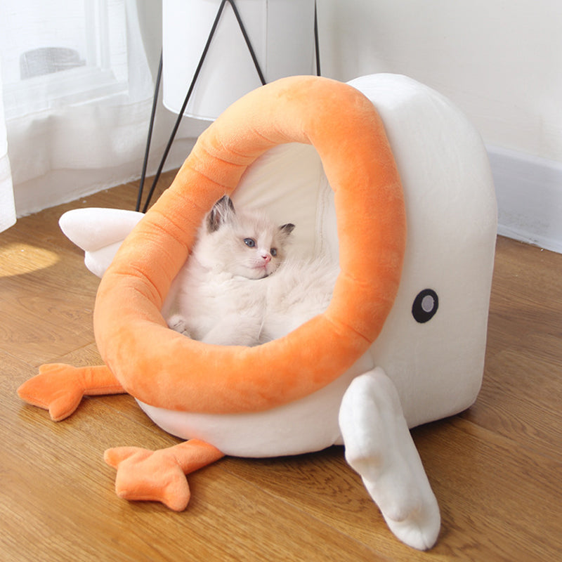 KFX-9644605 Cute Cartoon Four Seasons Pet Cotton Suede Nest – Cozy Kennel for Small Pets