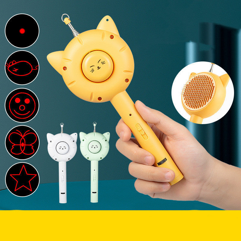 KFX-9646141 Multifunctional Laser Cat Teaser Stick with Cat Comb - Fun Interactive Playtime