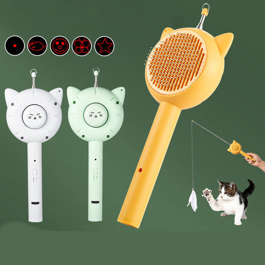 KFX-9646141 Multifunctional Laser Cat Teaser Stick with Cat Comb - Fun Interactive Playtime