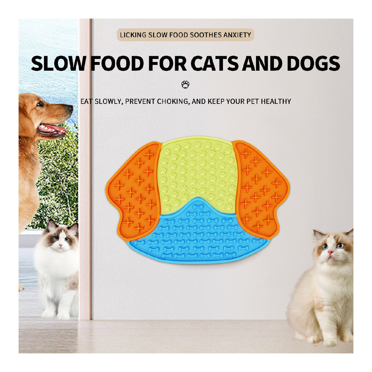 KFX-9646525 Pet Food Plate with Suction Cup and Scraping Function for Easy Cleanup