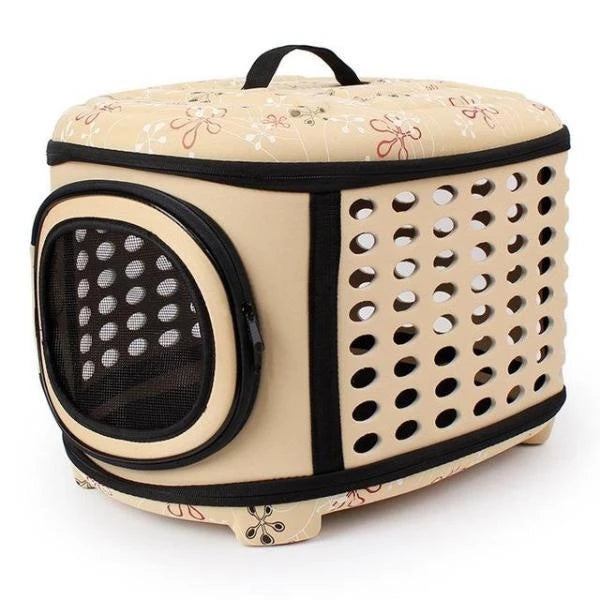 KFX-9646781 Foldable EVA Pet Carrier Bag for Cats - Portable Outdoor Travel Backpack, Available in Black, Pink, Champagne, and Grey