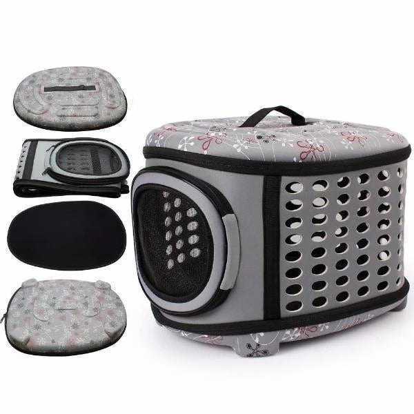 KFX-9646781 Foldable EVA Pet Carrier Bag for Cats - Portable Outdoor Travel Backpack, Available in Black, Pink, Champagne, and Grey