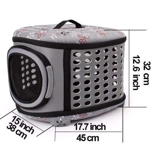 KFX-9646781 Foldable EVA Pet Carrier Bag for Cats - Portable Outdoor Travel Backpack, Available in Black, Pink, Champagne, and Grey