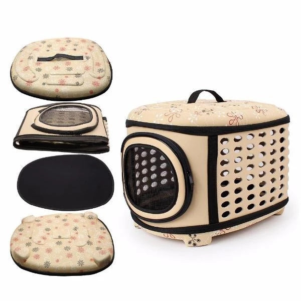 KFX-9646781 Foldable EVA Pet Carrier Bag for Cats - Portable Outdoor Travel Backpack, Available in Black, Pink, Champagne, and Grey