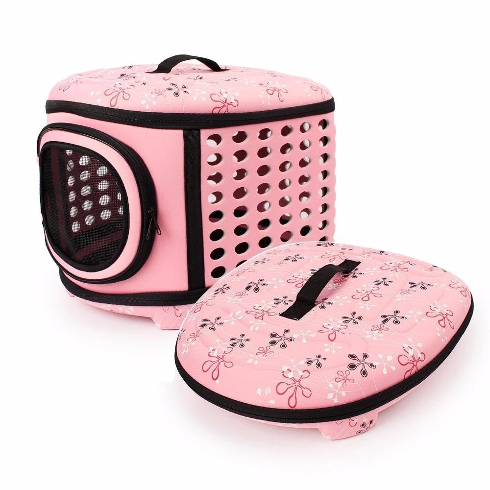 KFX-9646781 Foldable EVA Pet Carrier Bag for Cats - Portable Outdoor Travel Backpack, Available in Black, Pink, Champagne, and Grey