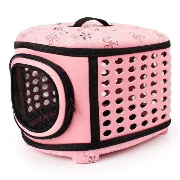 KFX-9646781 Foldable EVA Pet Carrier Bag for Cats - Portable Outdoor Travel Backpack, Available in Black, Pink, Champagne, and Grey