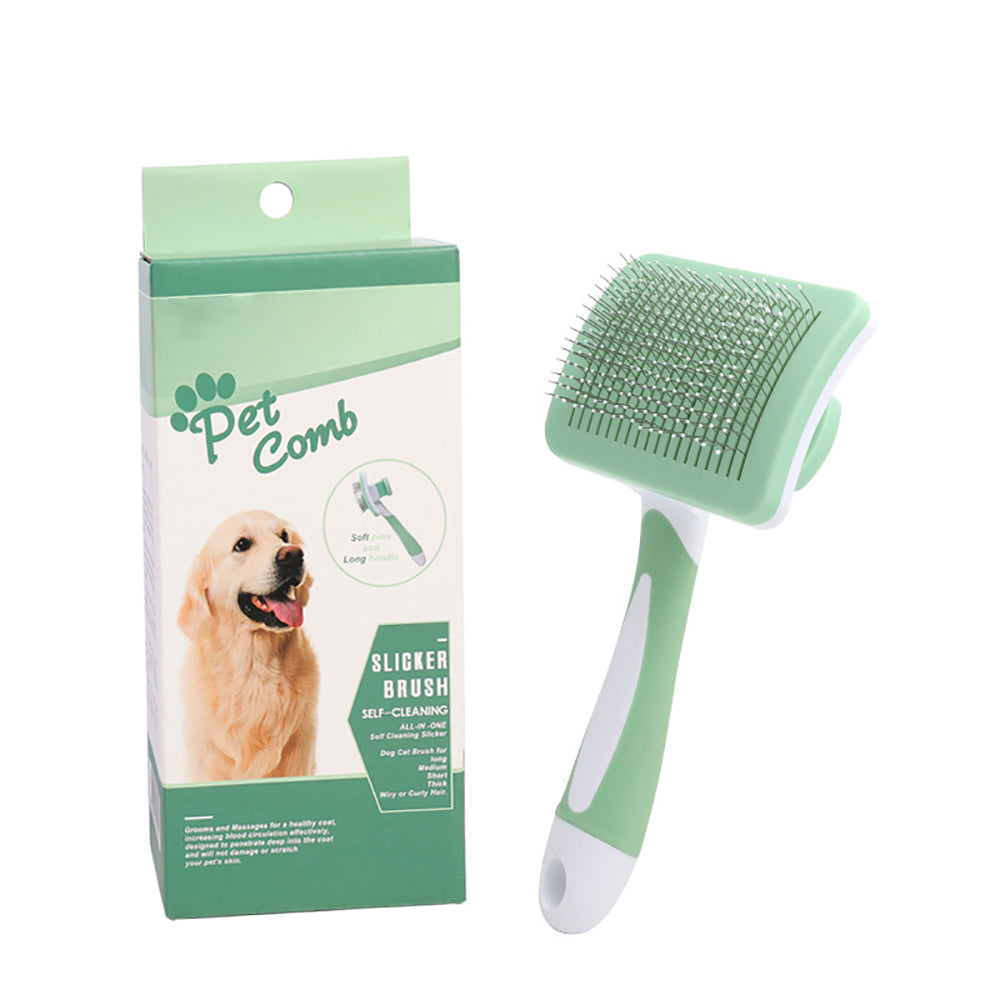 KFX-9647805 Self-Cleaning Slicker Brush for Dogs and Cats with One-Click Hair Removal Function