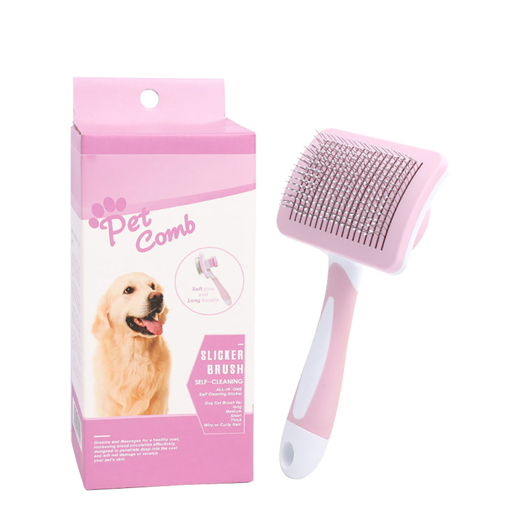 KFX-9647805 Self-Cleaning Slicker Brush for Dogs and Cats with One-Click Hair Removal Function