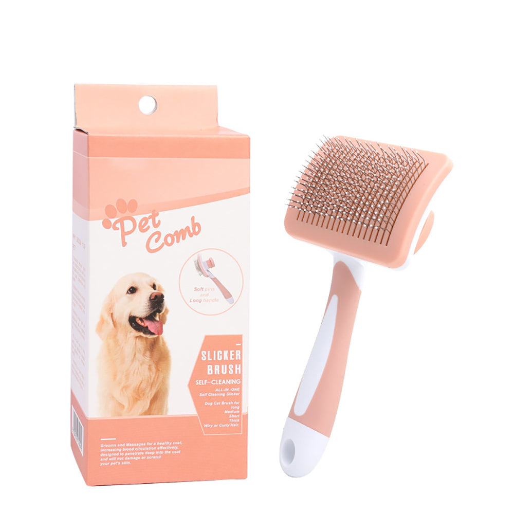 KFX-9647805 Self-Cleaning Slicker Brush for Dogs and Cats with One-Click Hair Removal Function