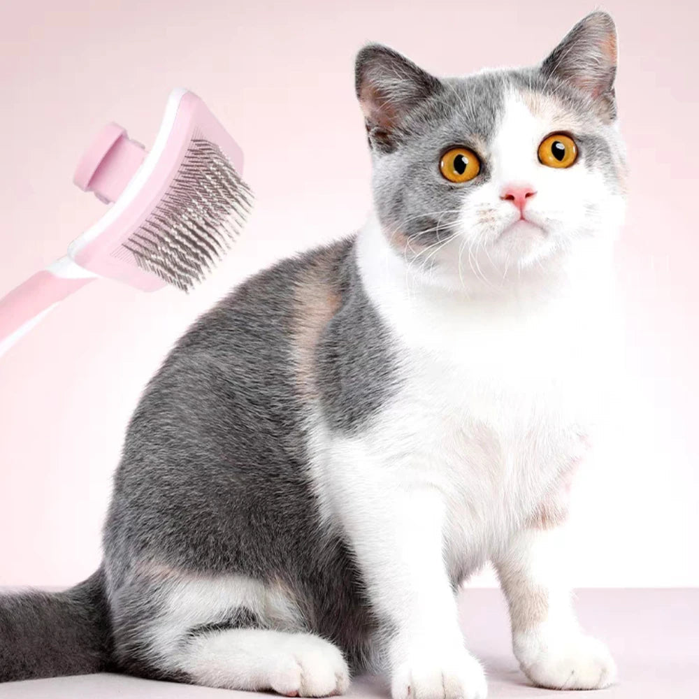 KFX-9647805 Self-Cleaning Slicker Brush for Dogs and Cats with One-Click Hair Removal Function