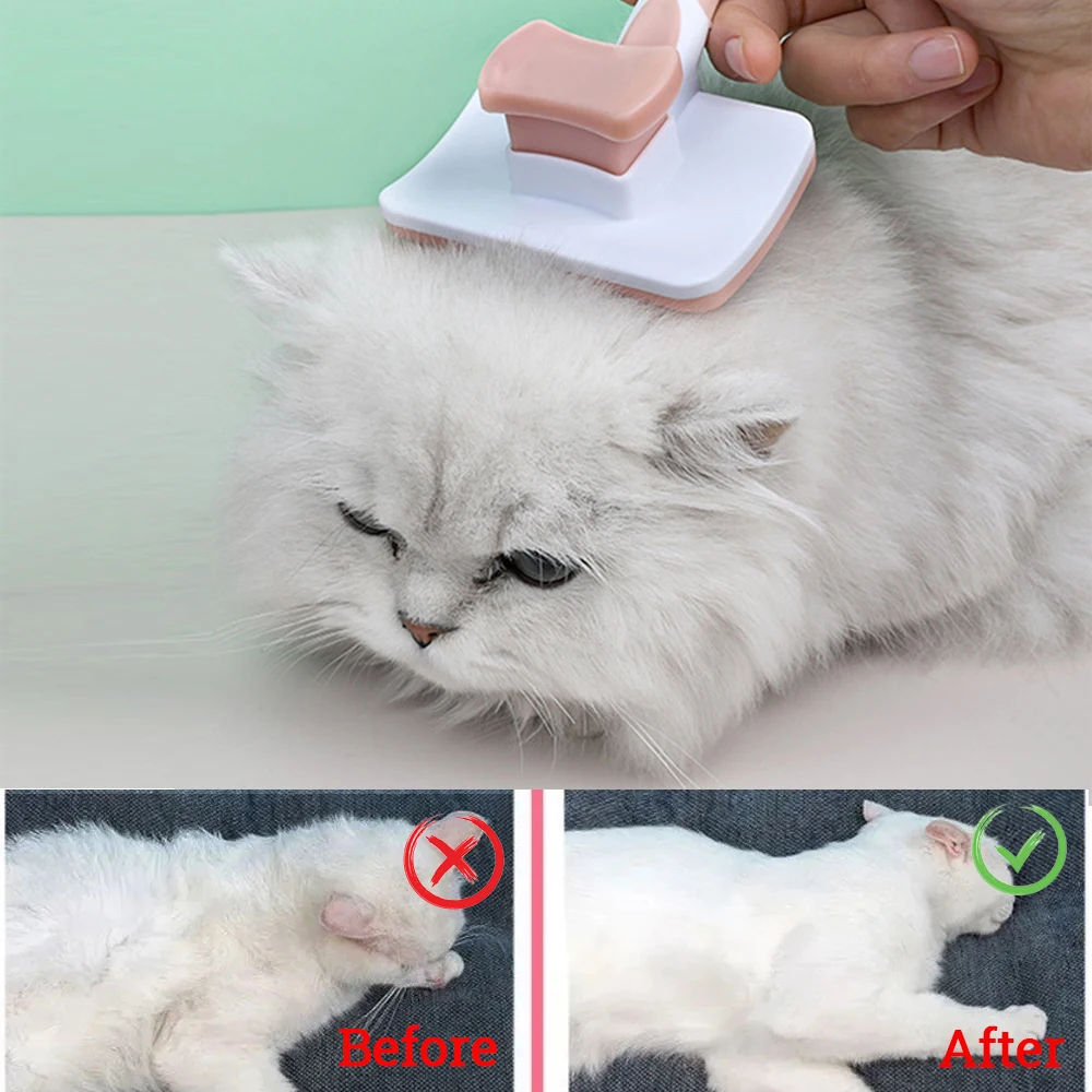 KFX-9647805 Self-Cleaning Slicker Brush for Dogs and Cats with One-Click Hair Removal Function
