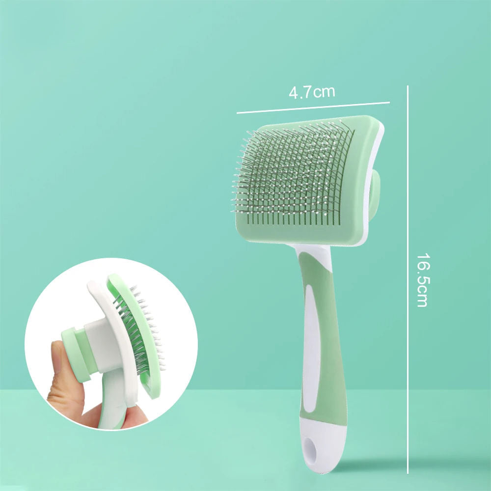 KFX-9647805 Self-Cleaning Slicker Brush for Dogs and Cats with One-Click Hair Removal Function