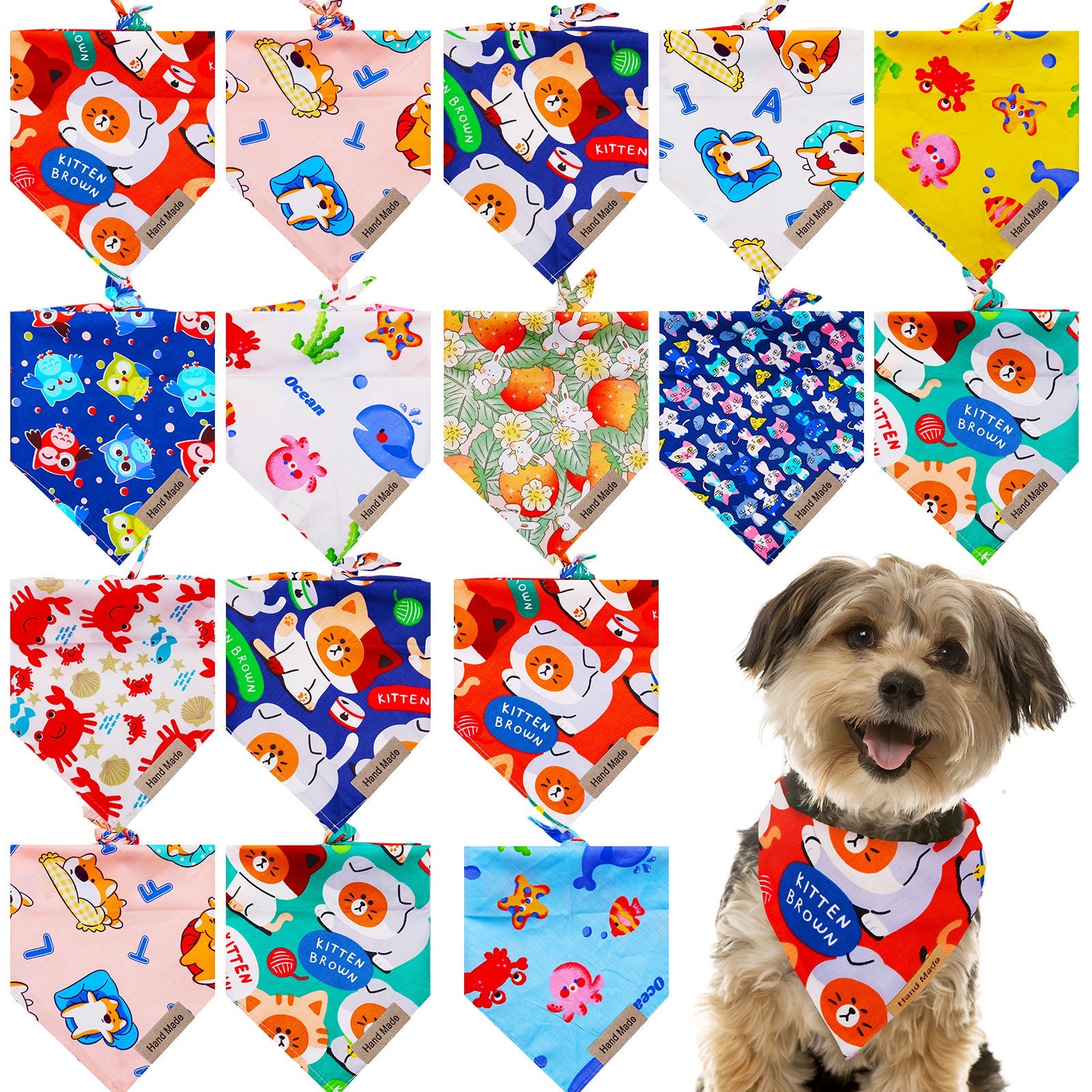 KFX-9647933 Adorable Cartoon Pet Saliva Towel for Spring & Summer in Various Designs