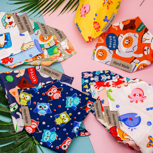 KFX-9647933 Adorable Cartoon Pet Saliva Towel for Spring & Summer in Various Designs