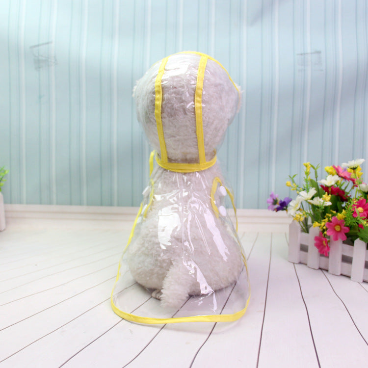 KFX-9648701 Transparent Waterproof Pet Raincoat with Adjustable Bust for Dogs