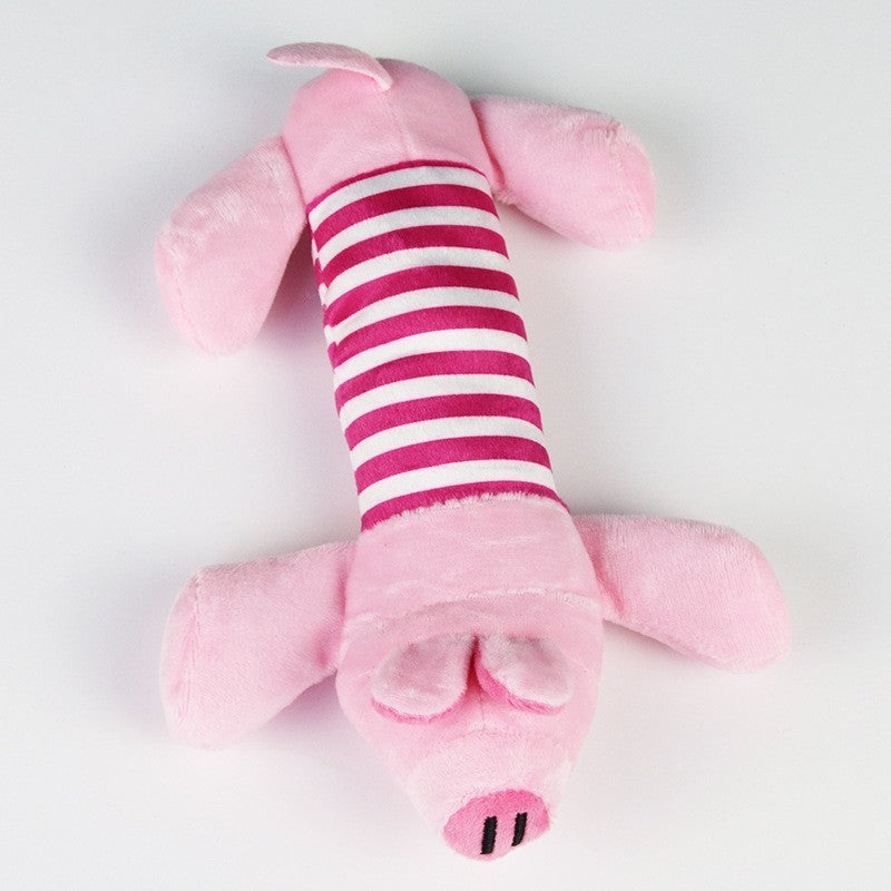 KFX-9648957 Durable Plush Dog Chew Toy - Ice Cream, Pizza, Pig, Duck & Elephant Characters