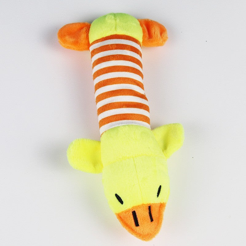 KFX-9648957 Durable Plush Dog Chew Toy - Ice Cream, Pizza, Pig, Duck & Elephant Characters
