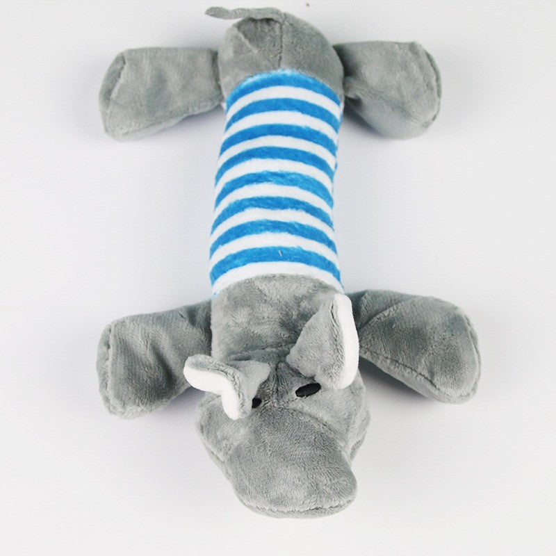 KFX-9648957 Durable Plush Dog Chew Toy - Ice Cream, Pizza, Pig, Duck & Elephant Characters