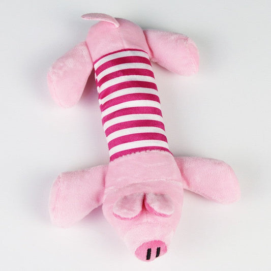 KFX-9648957 Durable Plush Dog Chew Toy - Ice Cream, Pizza, Pig, Duck & Elephant Characters
