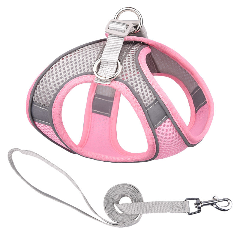 KFX-9650109 Reflective Mesh Dog Harness with Breathable Design and Leash