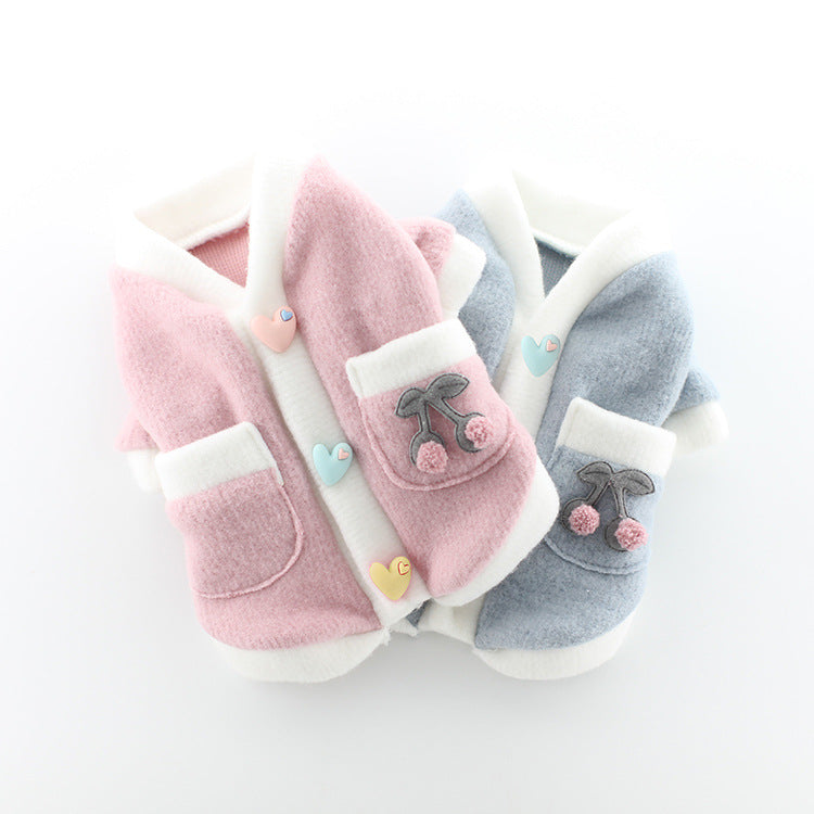 KFX-9654077 Pet Dog Sweater Skirt in Pink and Blue - Soft Acrylic Two-Legged Clothing for Small to XXL Breeds
