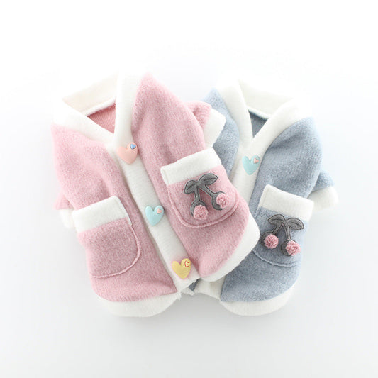KFX-9654077 Pet Dog Sweater Skirt in Pink and Blue - Soft Acrylic Two-Legged Clothing for Small to XXL Breeds