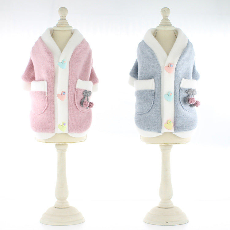 KFX-9654077 Pet Dog Sweater Skirt in Pink and Blue - Soft Acrylic Two-Legged Clothing for Small to XXL Breeds