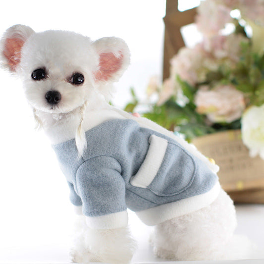 KFX-9654077 Pet Dog Sweater Skirt in Pink and Blue - Soft Acrylic Two-Legged Clothing for Small to XXL Breeds