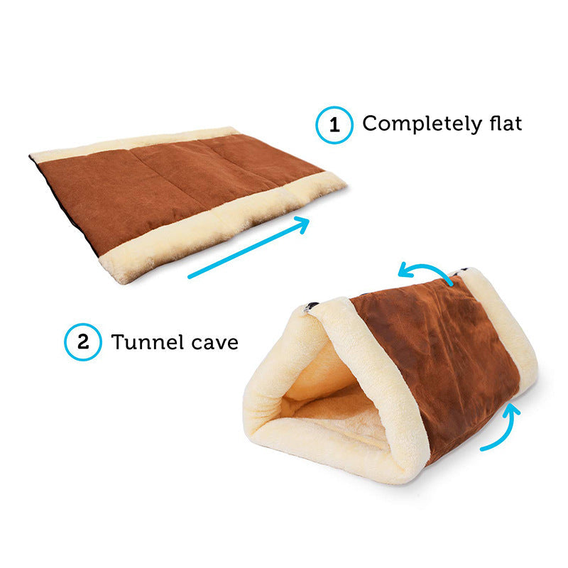 KFX-9656125 Foldable Light Brown Dog Kennel Nest - 83x52 cm Cloth Pet Bed