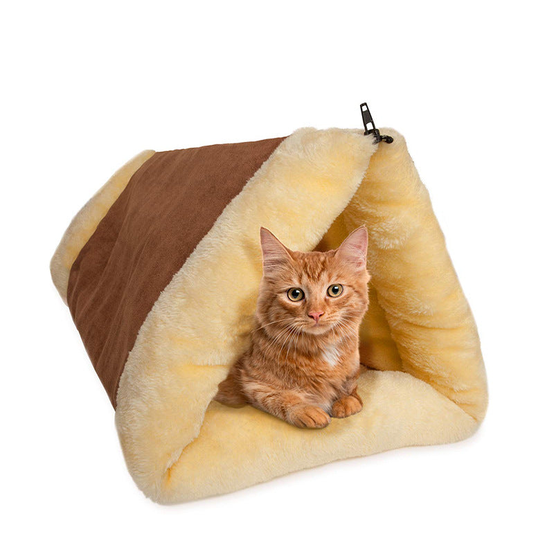 KFX-9656125 Foldable Light Brown Dog Kennel Nest - 83x52 cm Cloth Pet Bed