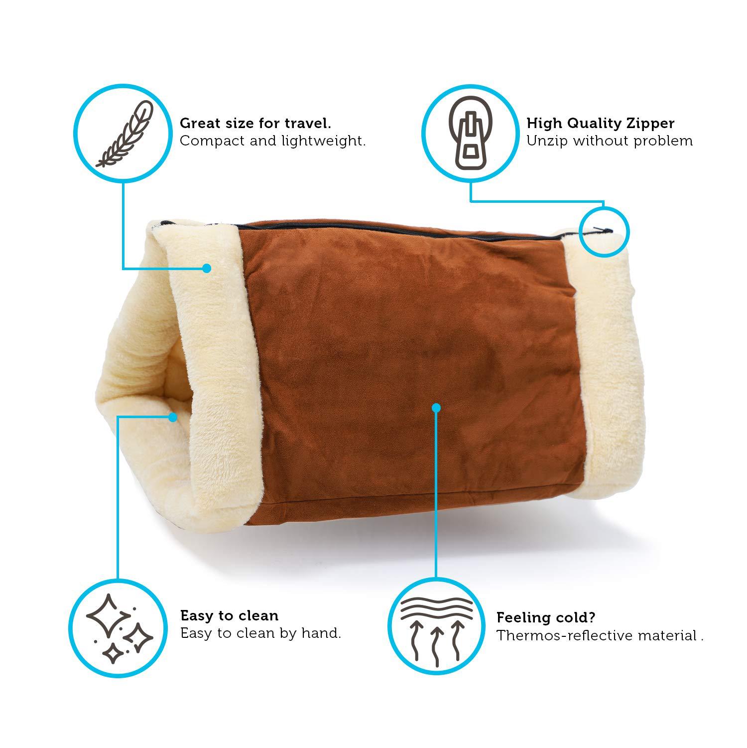 KFX-9656125 Foldable Light Brown Dog Kennel Nest - 83x52 cm Cloth Pet Bed