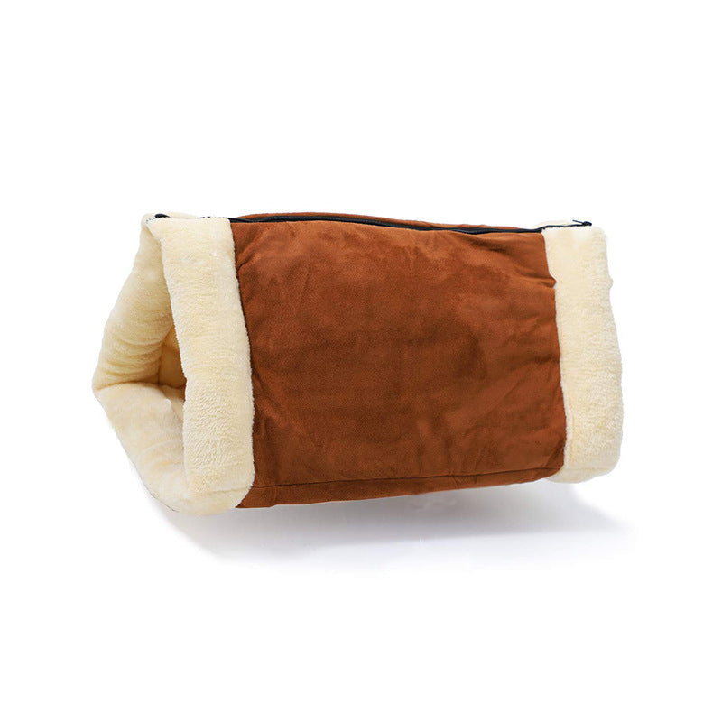 KFX-9656125 Foldable Light Brown Dog Kennel Nest - 83x52 cm Cloth Pet Bed