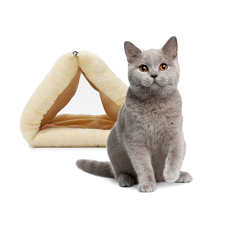 KFX-9656125 Foldable Light Brown Dog Kennel Nest - 83x52 cm Cloth Pet Bed