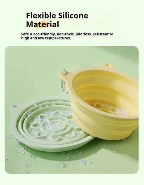KFX-9656253 Portable Collapsible 3-in-1 Dog Bowl with Strong Suction Cups and Hanging Hook