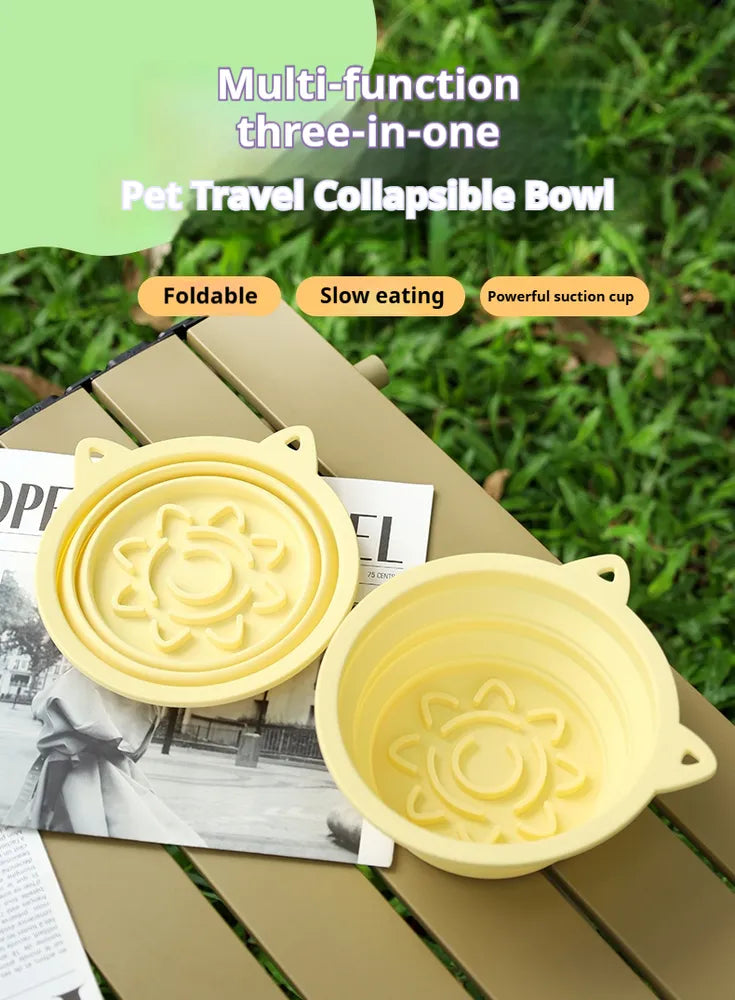 KFX-9656253 Portable Collapsible 3-in-1 Dog Bowl with Strong Suction Cups and Hanging Hook