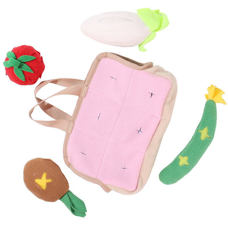 KFX-9656893 Dog Puzzle Toy with Vegetable Basket for Training and Decompression - Polar Fleece Material