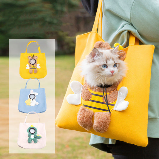 KFX-9658301 Cute Cartoon Canvas Pet Shoulder Bag for Dogs and Cats - Large and Extra Large Sizes Available