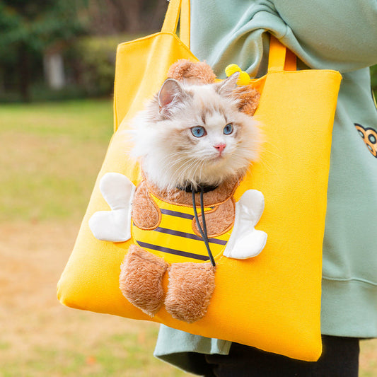 KFX-9658301 Cute Cartoon Canvas Pet Shoulder Bag for Dogs and Cats - Large and Extra Large Sizes Available