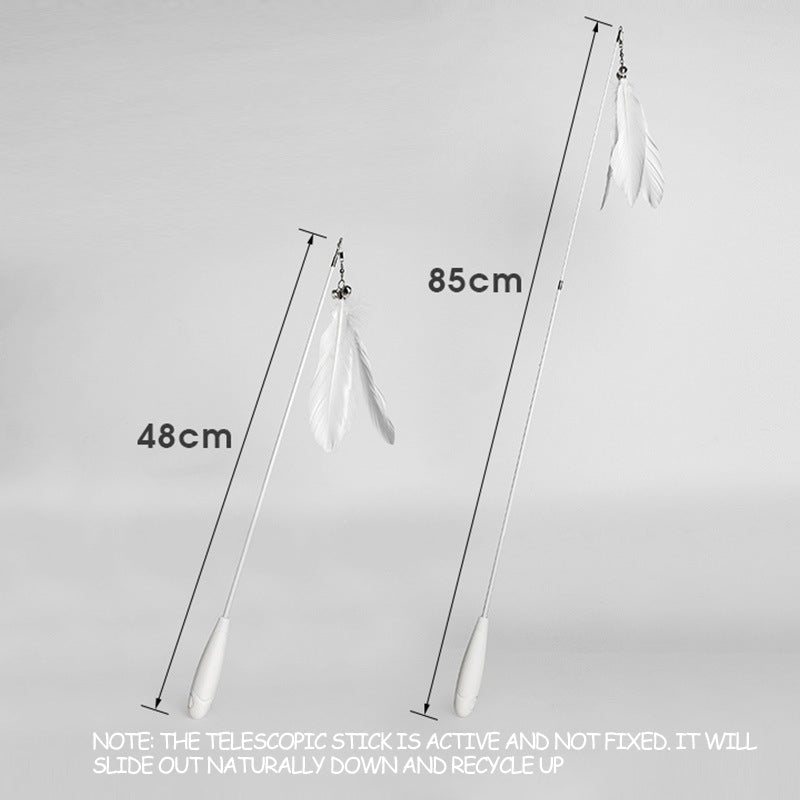 KFX-9659325 Telescopic Cat Toy with Removable Feather Bell, Adjustable 48-80cm Fiber Rod