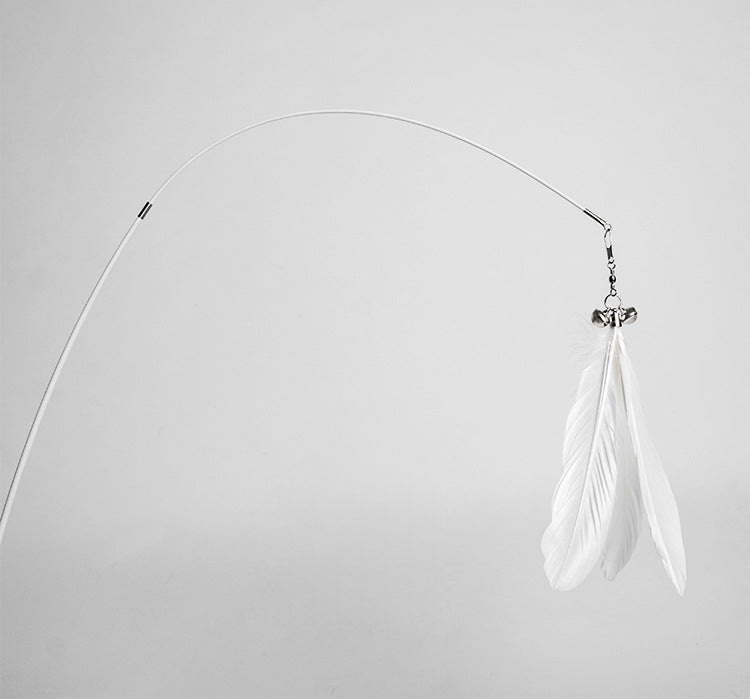 KFX-9659325 Telescopic Cat Toy with Removable Feather Bell, Adjustable 48-80cm Fiber Rod