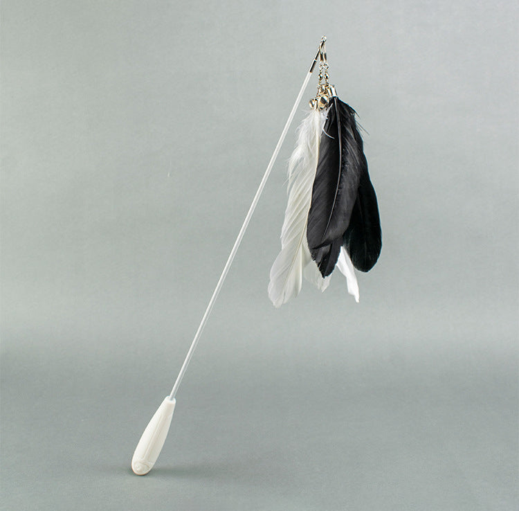 KFX-9659325 Telescopic Cat Toy with Removable Feather Bell, Adjustable 48-80cm Fiber Rod