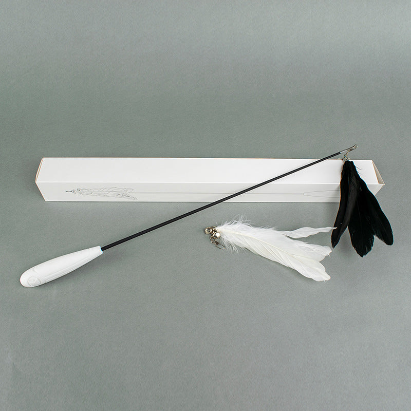 KFX-9659325 Telescopic Cat Toy with Removable Feather Bell, Adjustable 48-80cm Fiber Rod
