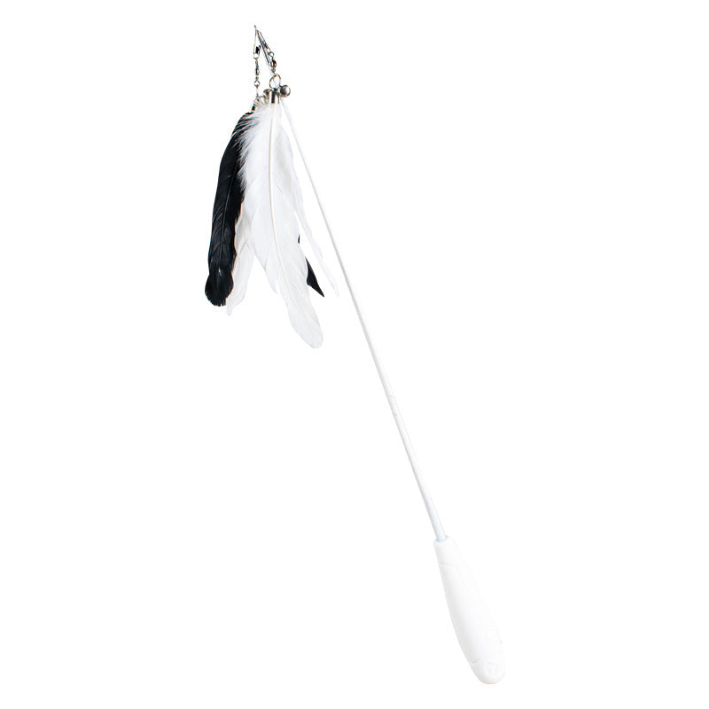 KFX-9659325 Telescopic Cat Toy with Removable Feather Bell, Adjustable 48-80cm Fiber Rod